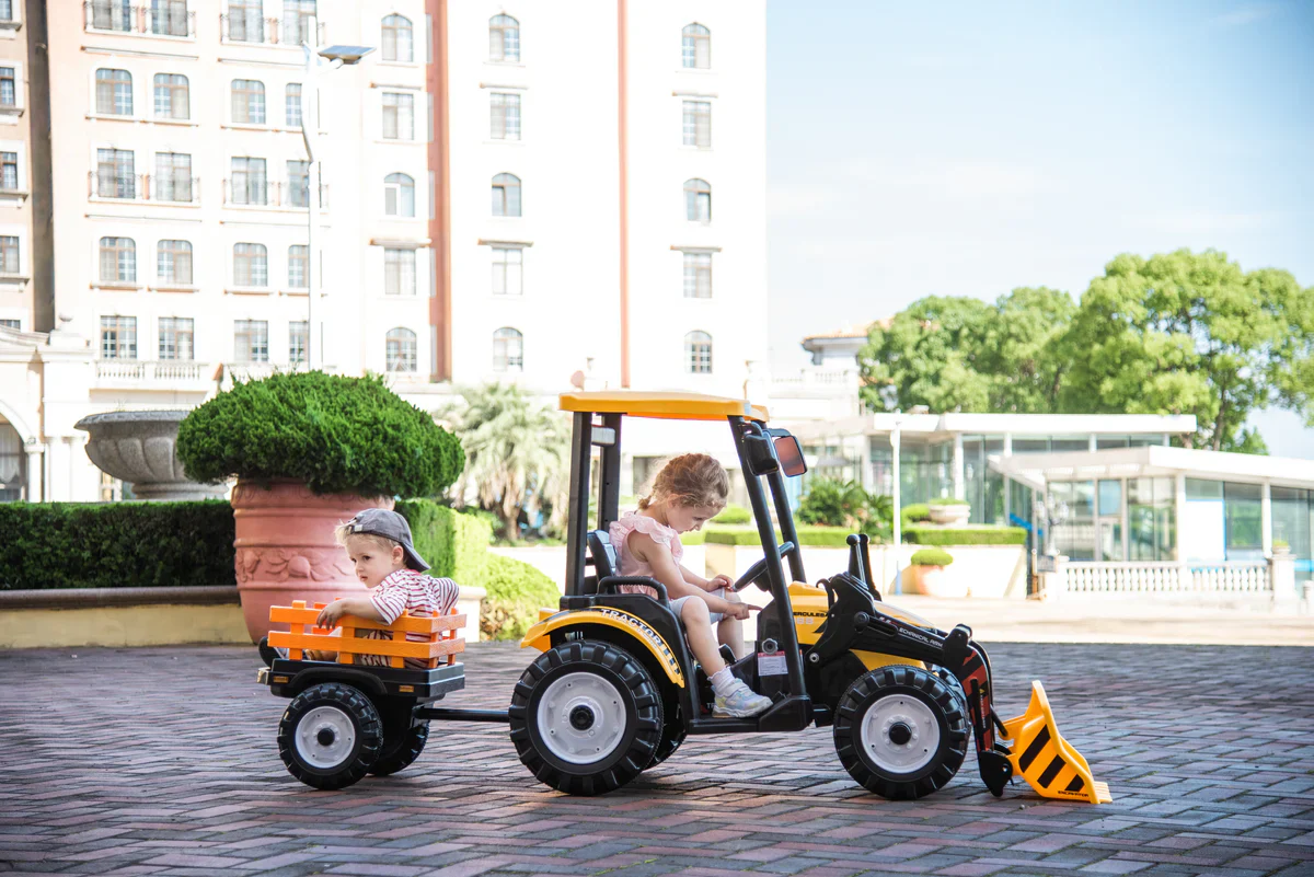24V Children's Ride on Excavator Tractor with Trailer - Battery-Powered Electric Vehicle Plaything - Image 11