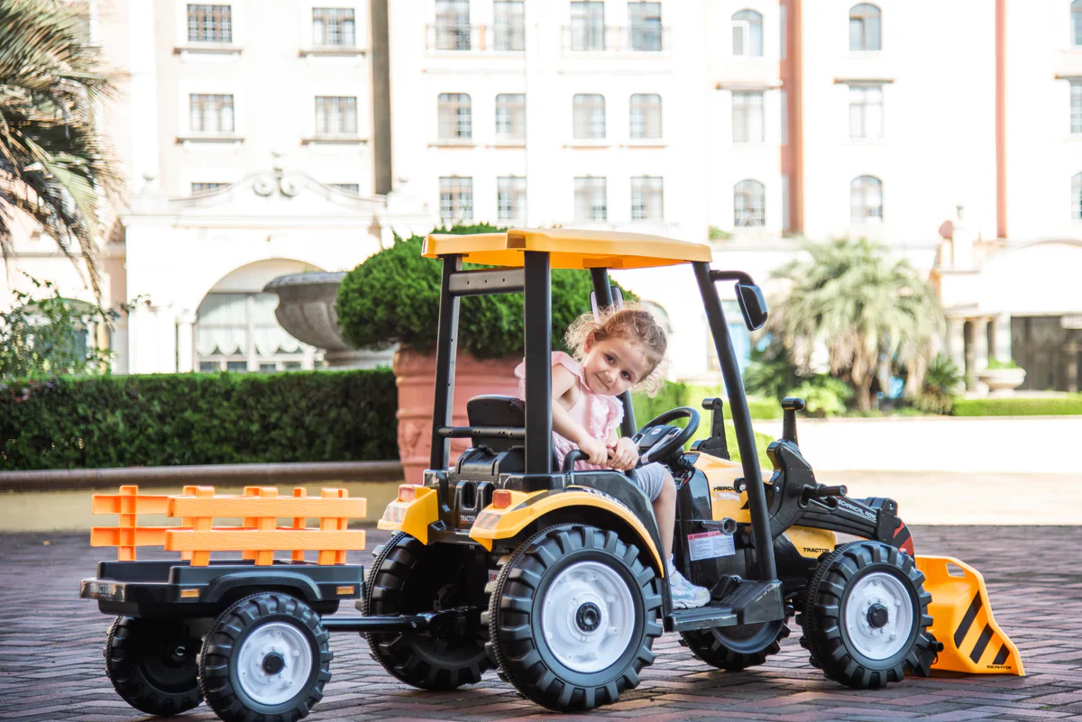 24V Children's Ride on Excavator Tractor with Trailer - Battery-Powered Electric Vehicle Plaything - Image 14