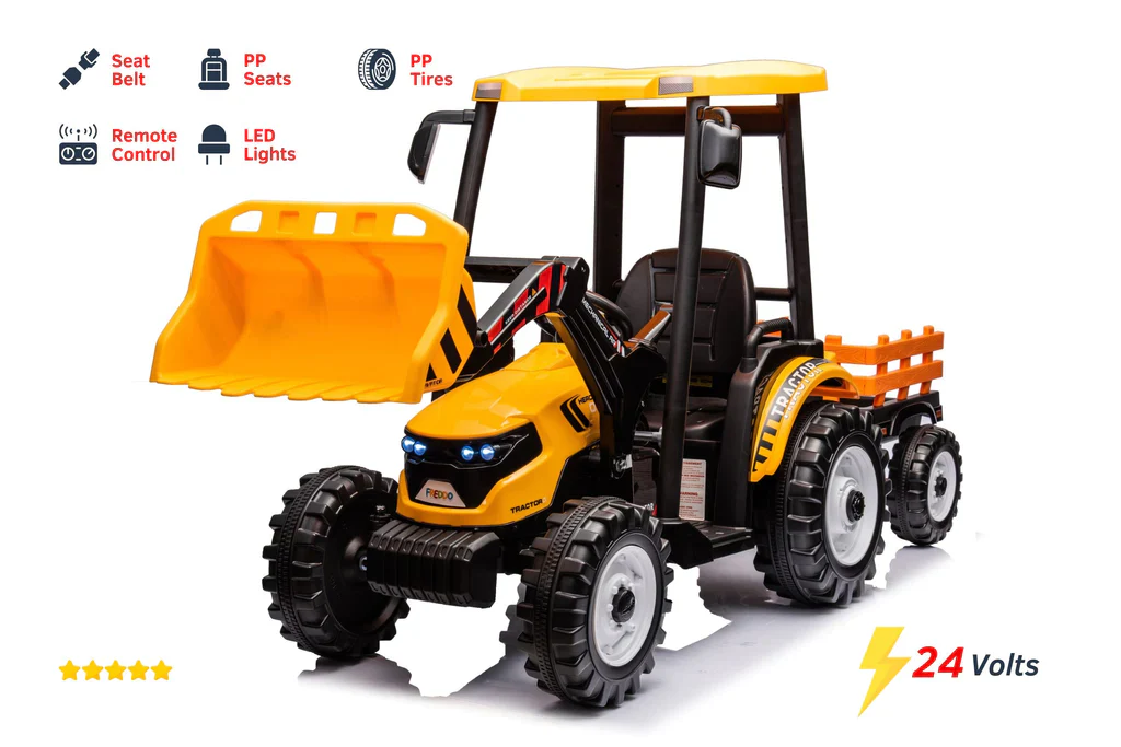 24V Children's Ride on Excavator Tractor with Trailer - Battery-Powered Electric Vehicle Plaything - Image 19