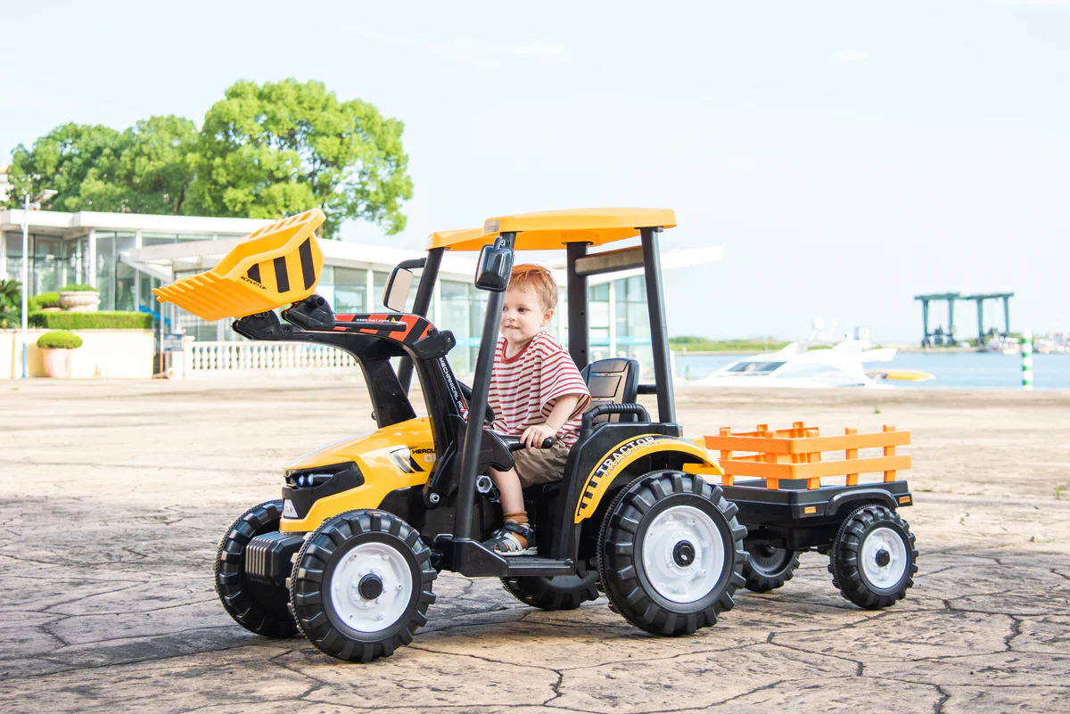24V Children's Ride on Excavator Tractor with Trailer - Battery-Powered Electric Vehicle Plaything - Image 8