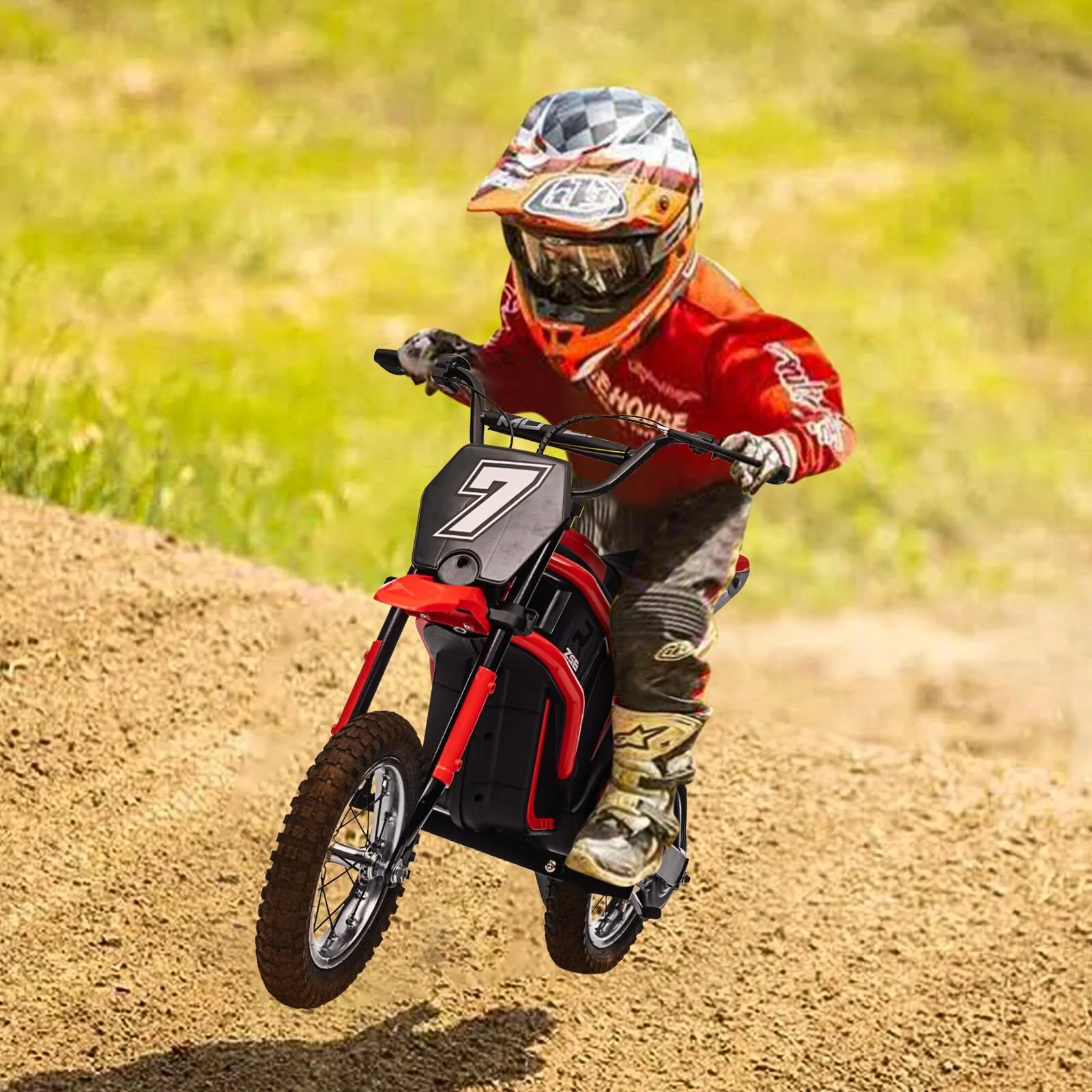 24V Kids Electric Ride-On Dirt Bike with LED Lights Off-Road Motocross Motorcycle Toy - Image 4