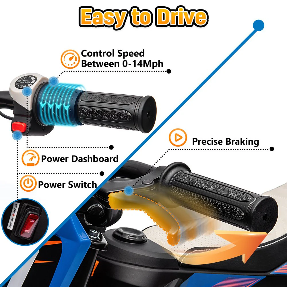 24V Electric Dirt Motocross Ride-On Bike for Kids and Teens Ages 13+ - Image 6