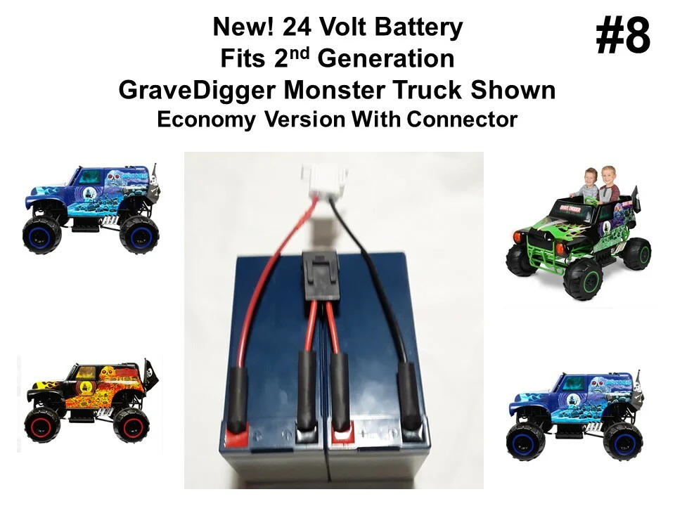 24V Economy Battery for Power Wheels Grave Digger Plug and Play Version
