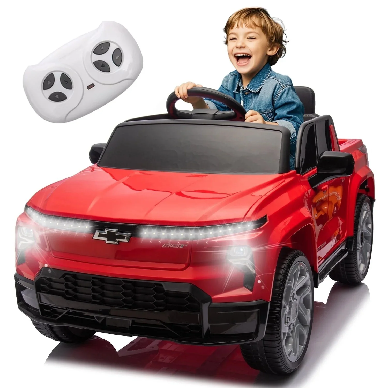 24V Licensed Chevrolet Silverado Kids Electric Ride-On Truck with Remote Control Red - Image 23