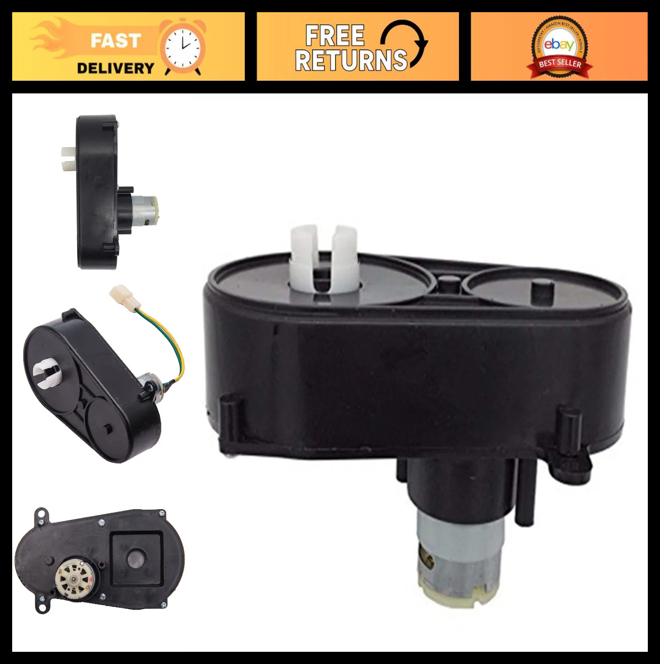 24V Steering Gearbox with 390 Motor for Kids Ride-On and RC Vehicles