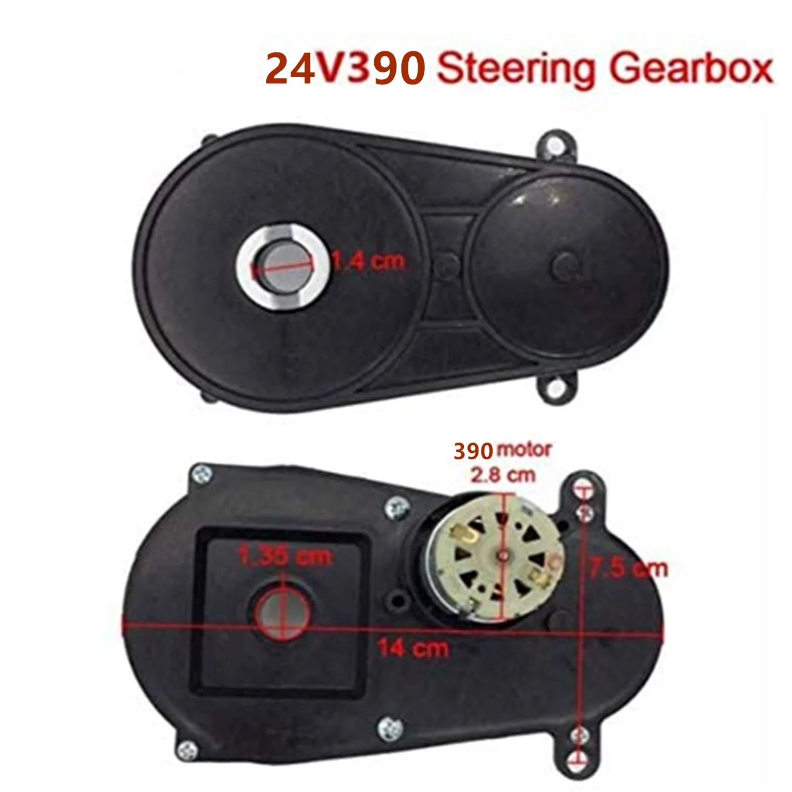 24V Steering Gearbox with 390 Motor for Kids Ride-On and RC Vehicles - Image 3