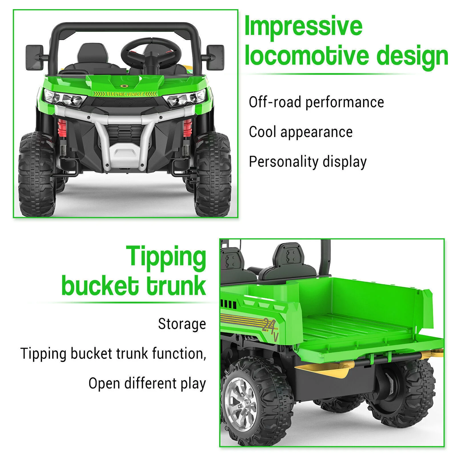 24V Electric Children's Ride-On Truck Toy Battery-Operated Two-Seater Bluetooth Lights Plaything - Image 13