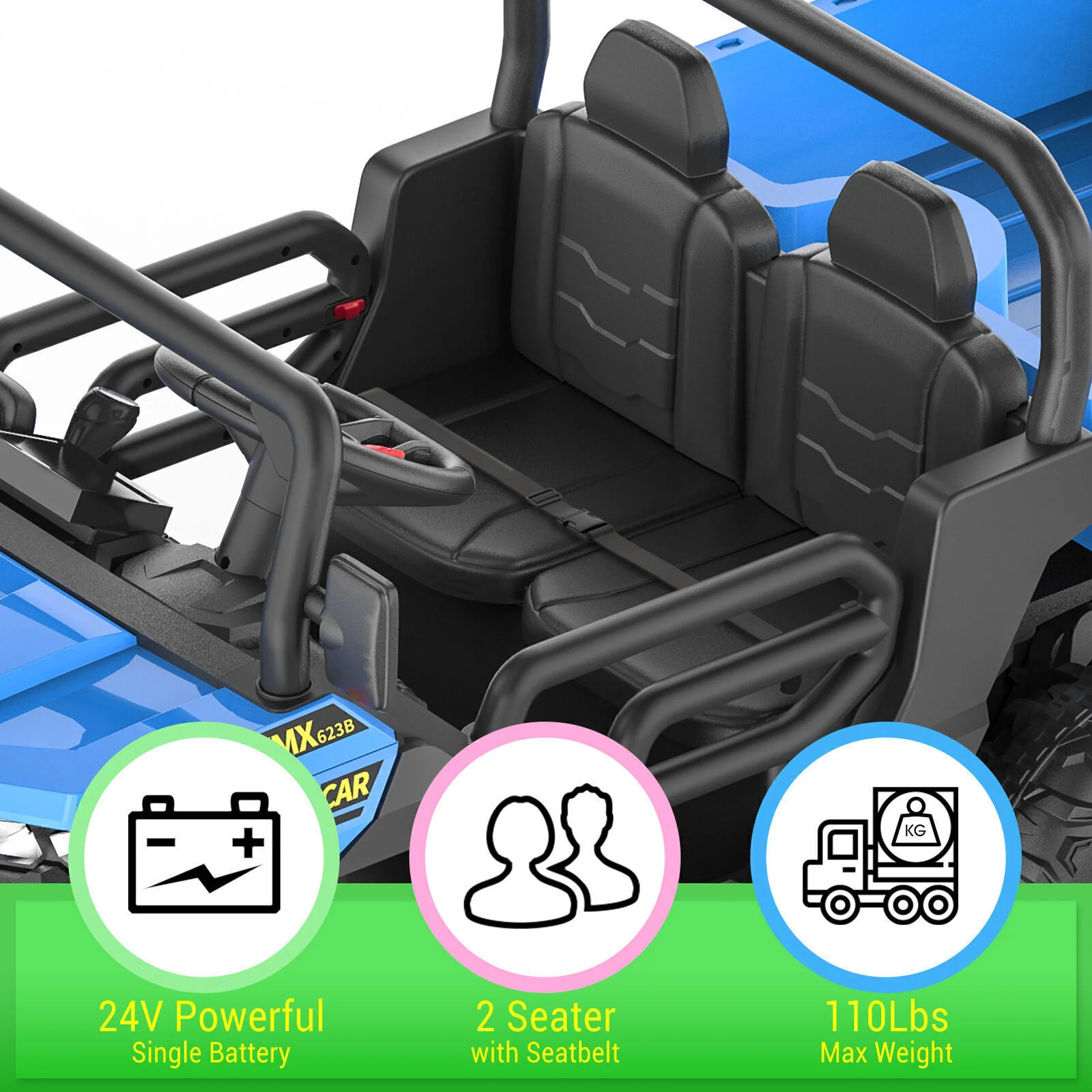 24V Electric Children's Ride-On Truck Toy Battery-Operated Two-Seater Bluetooth Lights Plaything - Image 9