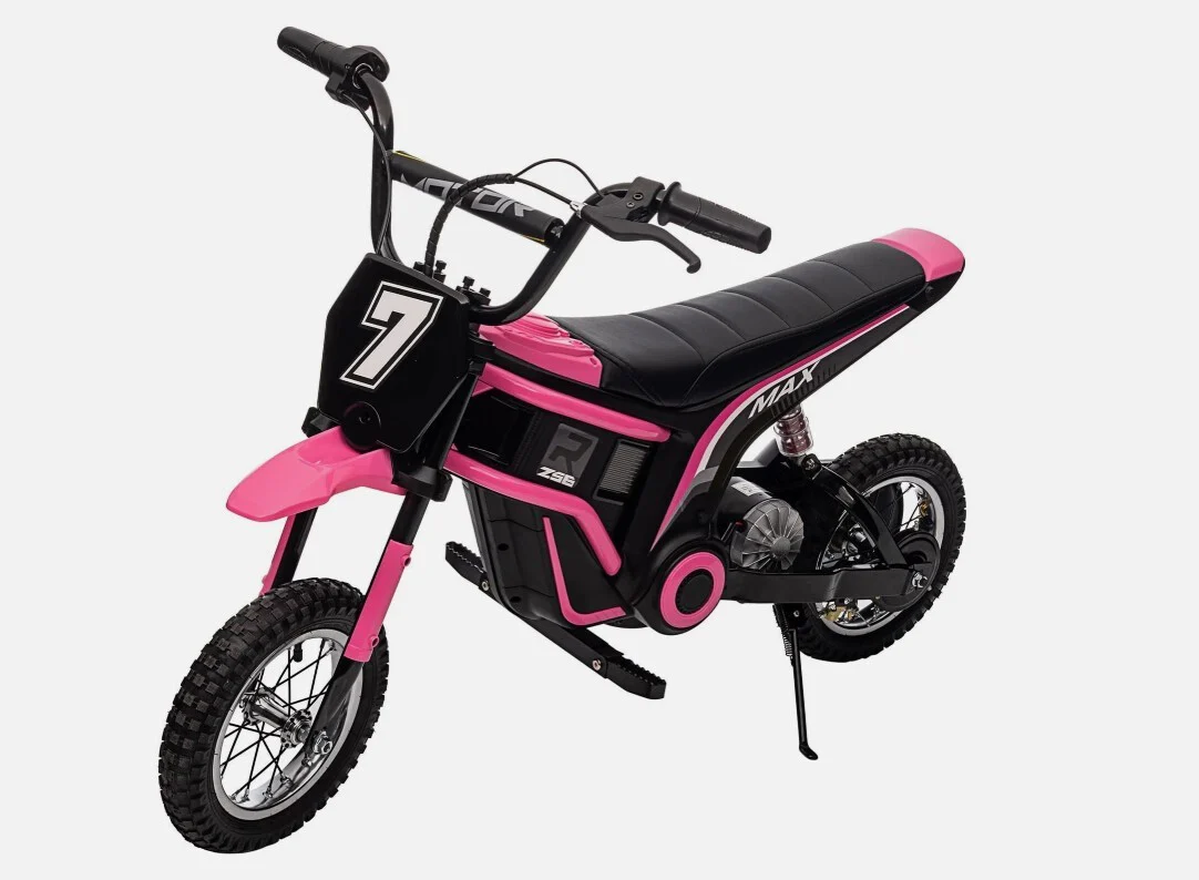 24V Electric Pink Dirt Bike for Kids 8-14 Motorcross Motorcycle with Geometry Design - Image 4