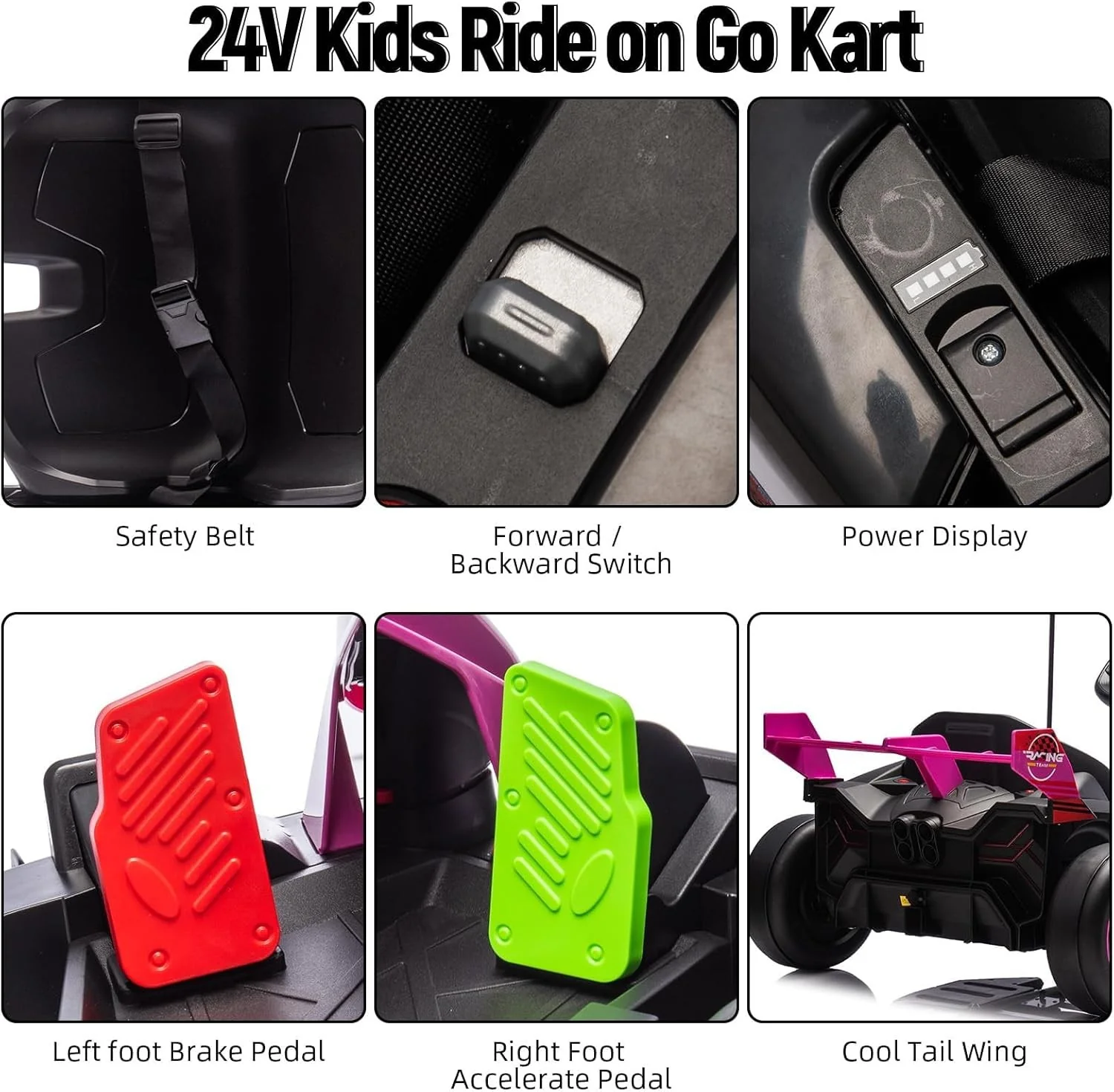 24V Electric Drift Kart with 7.5mph Variable High-Speed Racing Ride-On Car Toy - Image 7