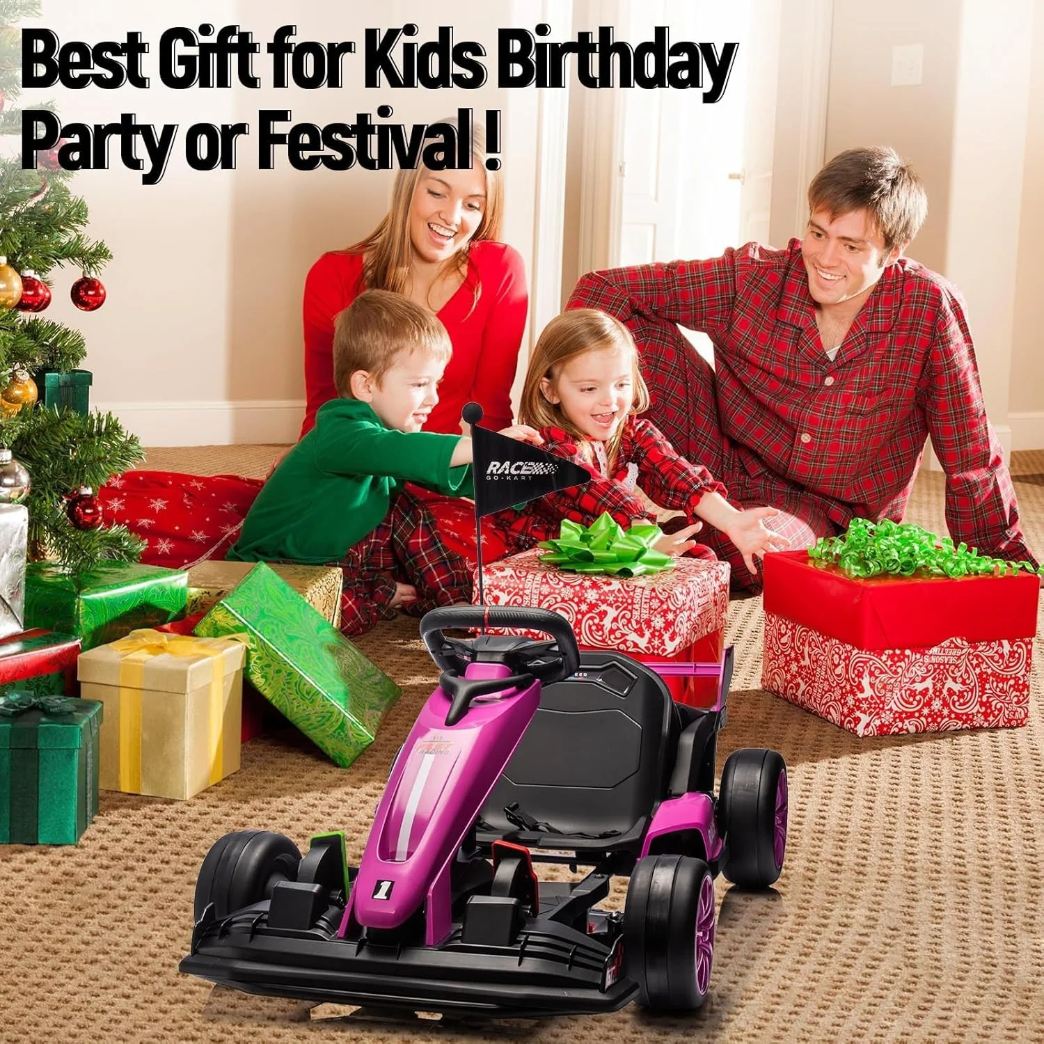 24V Electric Drift Kart with 7.5mph Variable High-Speed Racing Ride-On Car Toy - Image 8