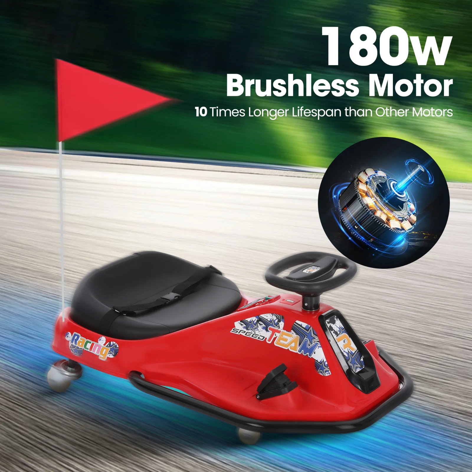 24V Electric Drifting Go-Kart Bumper Car for Kids Ages 3+ with Adjustable Speed Switch - Image 2