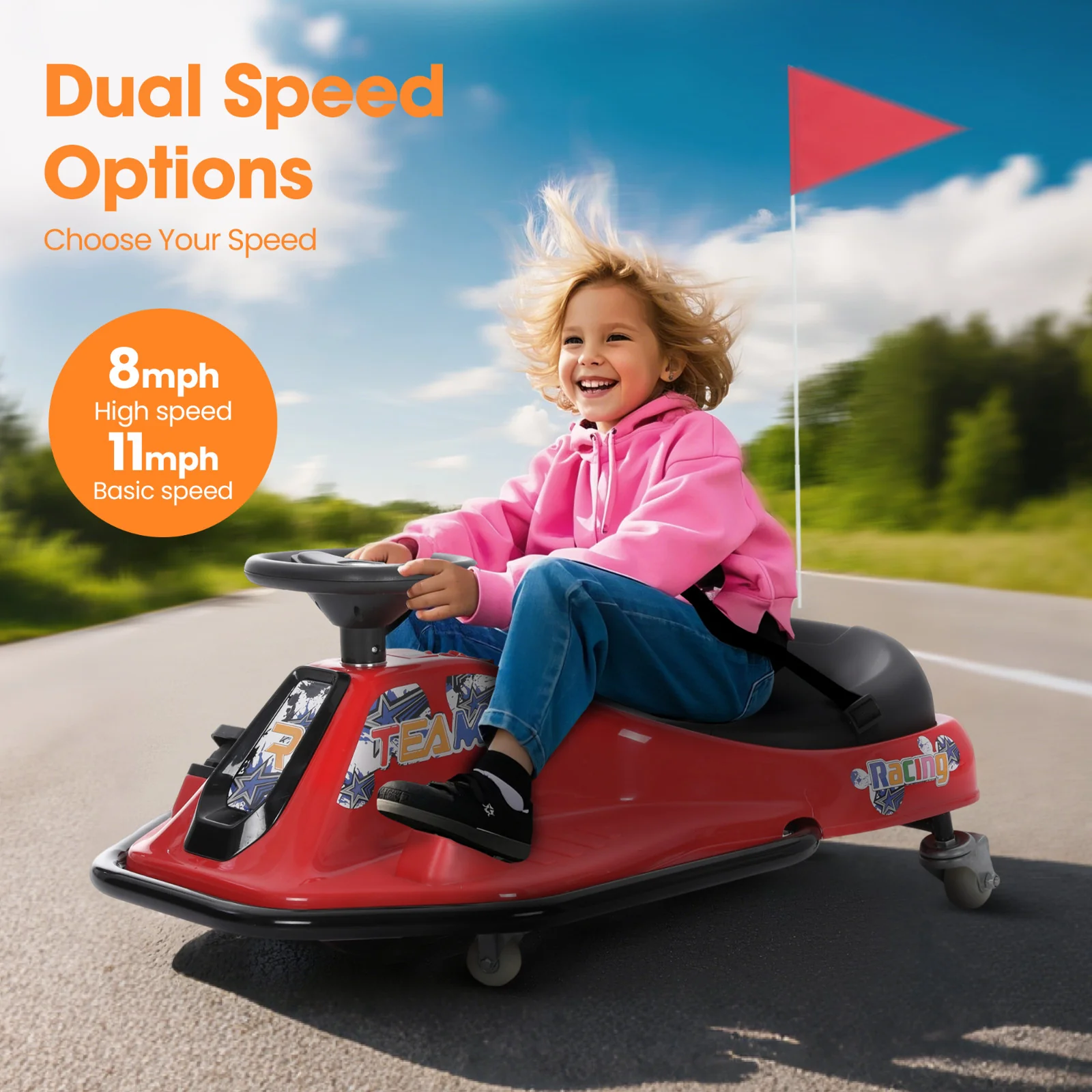 24V Electric Drifting Go-Kart Bumper Car for Kids Ages 3+ with Adjustable Speed Switch - Image 6