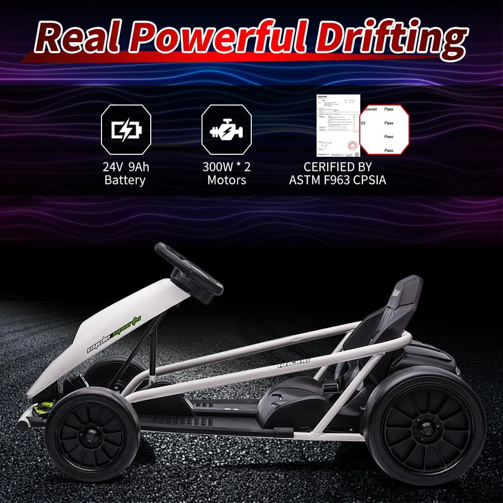24V Electric Drifting Go-Kart Ride-On Car for Kids 8-12 Years with High-Power Motor - Image 4