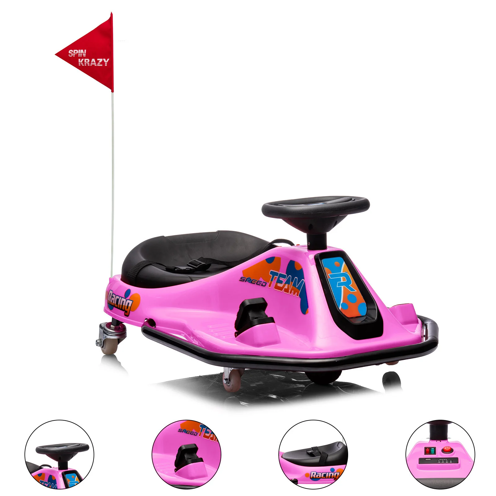 24V Electric Drift Go-Kart with High/Low Speed and 360-Degree Spin Ride - Image 13