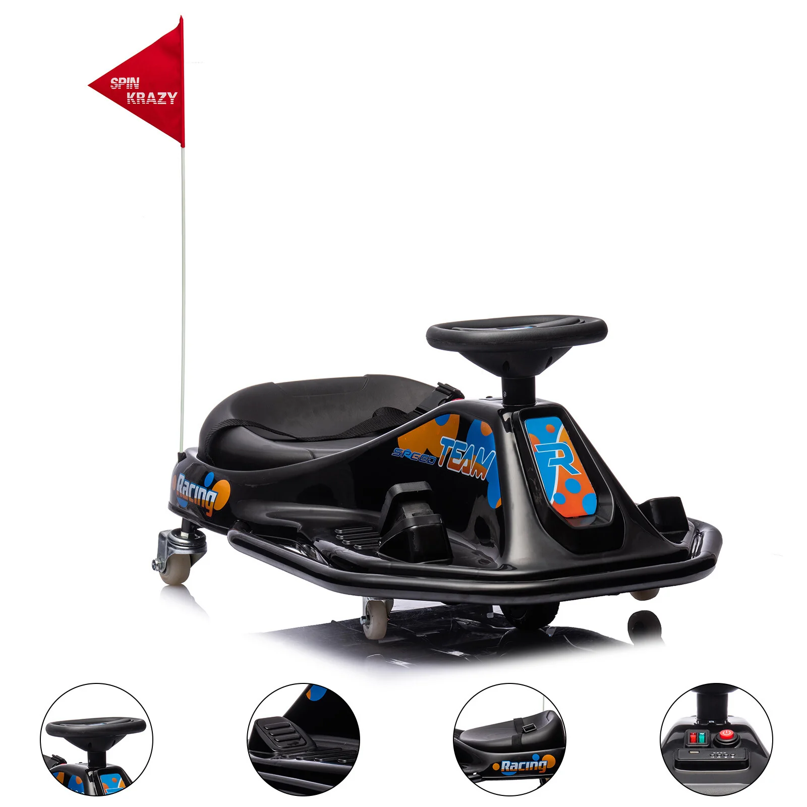24V Electric Drift Go-Kart with High/Low Speed and 360-Degree Spin Ride - Image 22