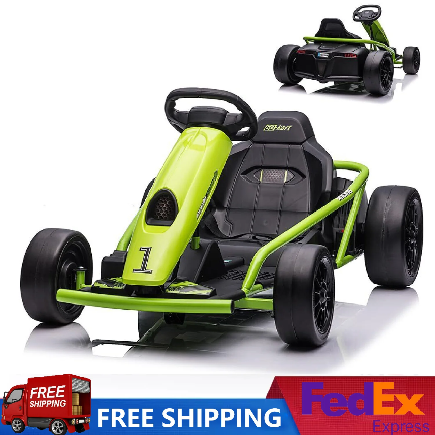 24V Electric Go-Kart for Kids with 9Ah Battery, 8MPH High-Speed Drifting Ride-On Car