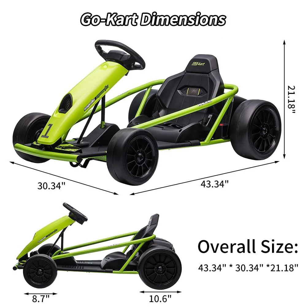 24V Electric Go-Kart for Kids with 9Ah Battery, 8MPH High-Speed Drifting Ride-On Car - Image 13