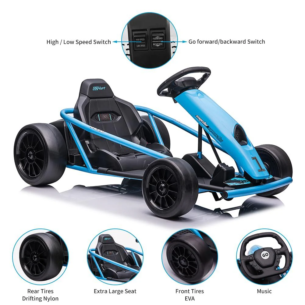 24V Electric Go-Kart for Kids with Drift Circling and Built-In Music - Image 11