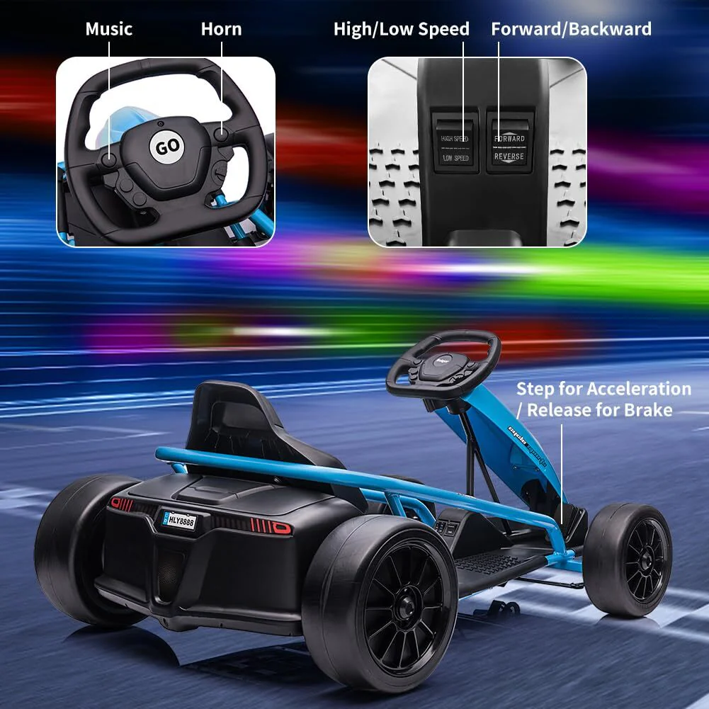 24V Electric Go-Kart for Kids with Drift Circling and Built-In Music - Image 7