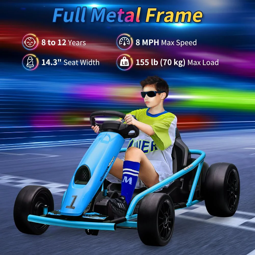 24V Electric Go-Kart for Kids with Drift Circling and Built-In Music - Image 8