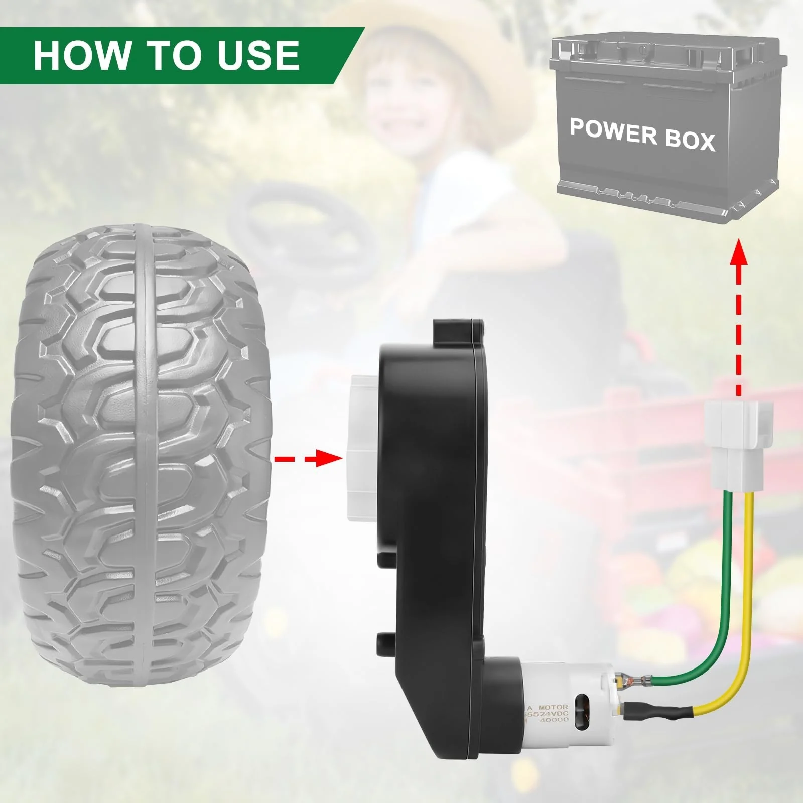 24V High-Speed Motor Gearbox for Kids Ride-On Vehicle, 40000RPM Performance Upgrade - Image 5