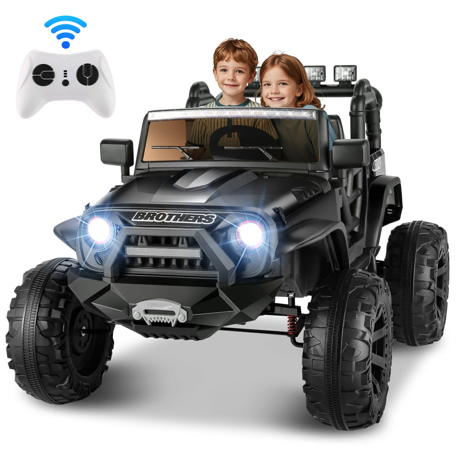 24V Electric Ride-On Jeep Truck for Kids 2-Seater with Remote Control