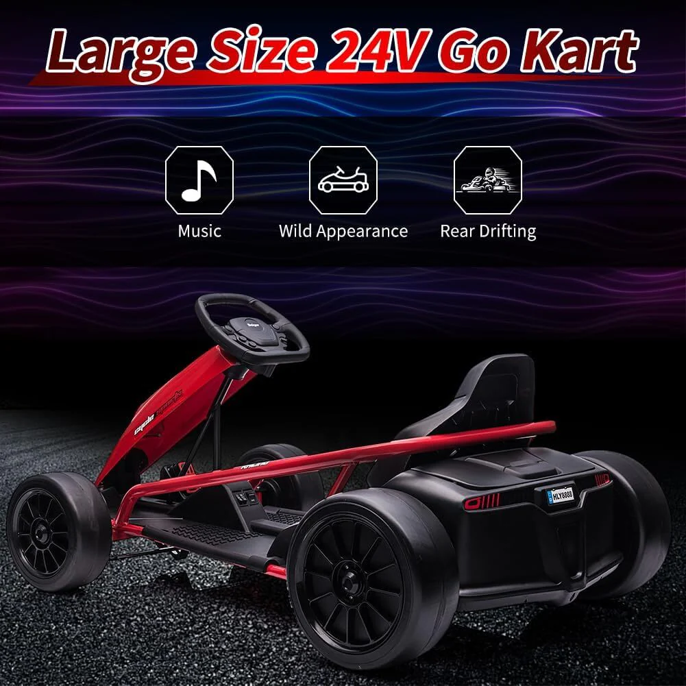 24V Electric Ride-On Go-Kart for Kids with 8MPH High-Speed Drifting Car Toy - Image 5
