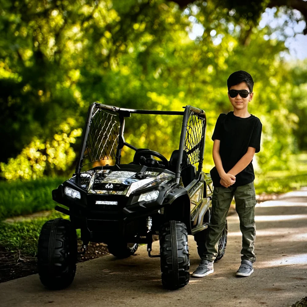 24V Electric UTV for Two Riders with Large Storage Compartment Dual Drive Option - Jet Black - Image 2