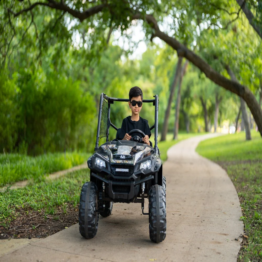 24V Electric UTV for Two Riders with Large Storage Compartment Dual Drive Option - Jet Black - Image 9