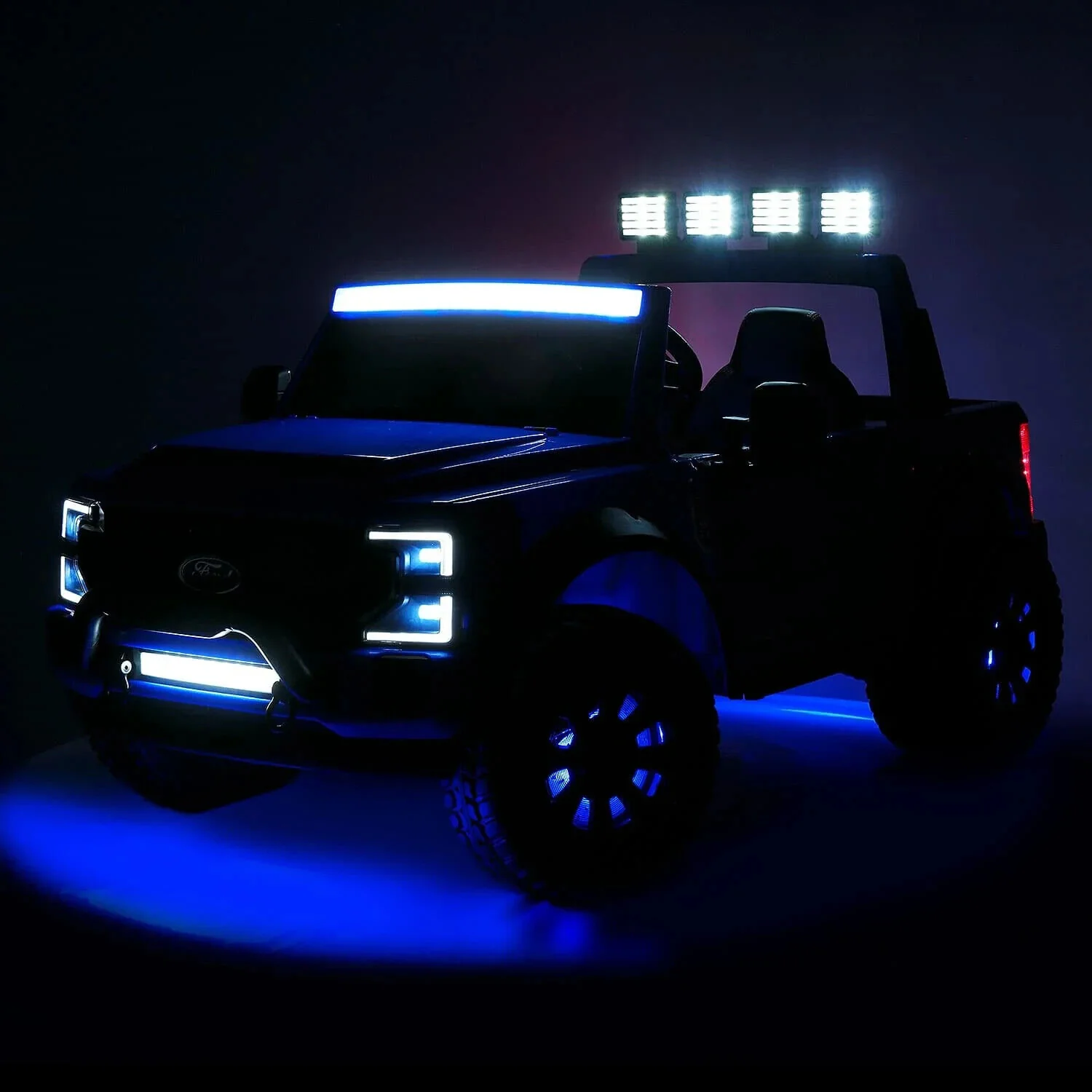 24V FORD F450 SPECIAL EDITION CHILDREN'S ELECTRIC VEHICLE TRUCK DOUBLE SEATER HEADLIGHTS WITH REMOTE CONTROL - BLACK - Image 13