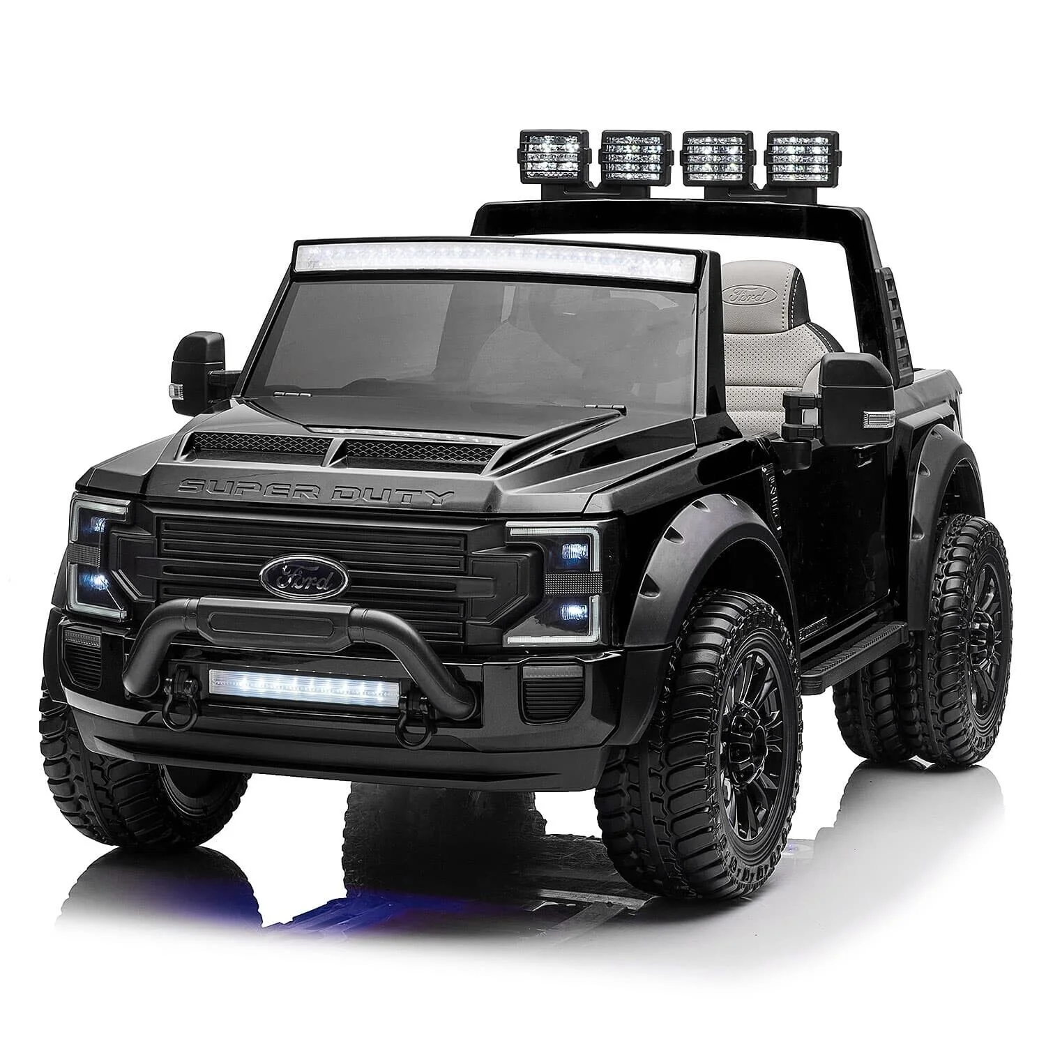24V FORD F450 SPECIAL EDITION CHILDREN'S ELECTRIC VEHICLE TRUCK DOUBLE SEATER HEADLIGHTS WITH REMOTE CONTROL - BLACK - Image 3