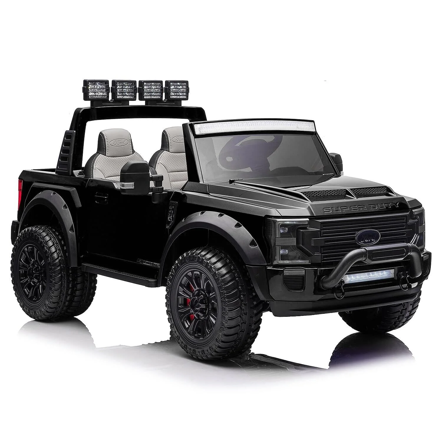 24V FORD F450 SPECIAL EDITION CHILDREN'S ELECTRIC VEHICLE TRUCK DOUBLE SEATER HEADLIGHTS WITH REMOTE CONTROL - BLACK - Image 4