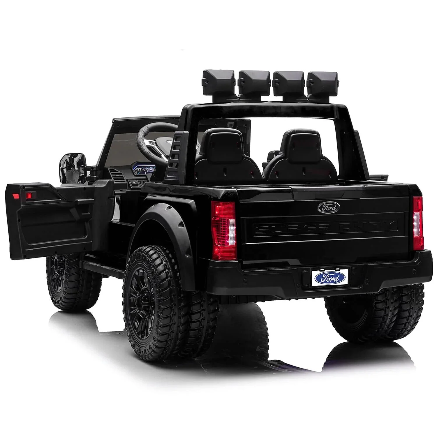 24V FORD F450 SPECIAL EDITION CHILDREN'S ELECTRIC VEHICLE TRUCK DOUBLE SEATER HEADLIGHTS WITH REMOTE CONTROL - BLACK - Image 5