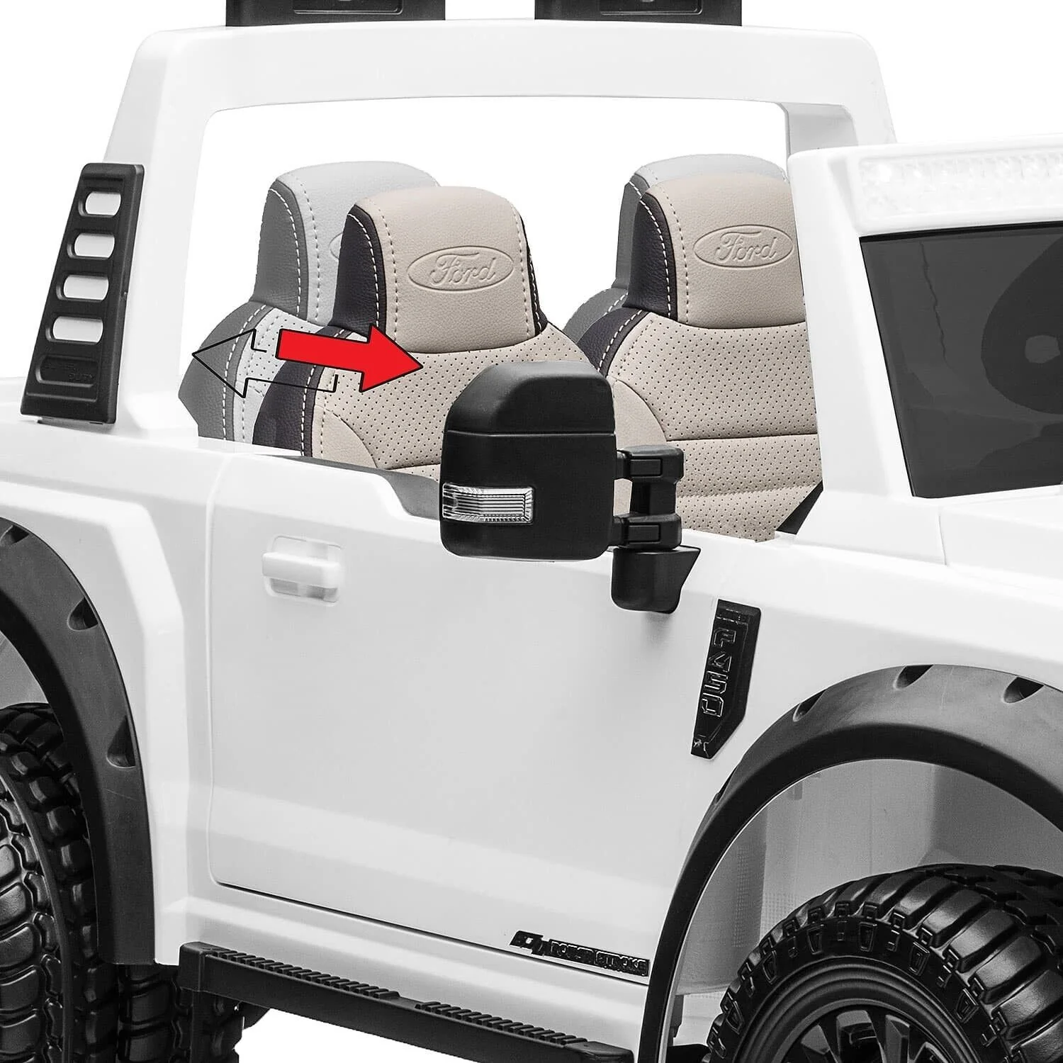 24V FORD F450 SPECIAL EDITION CHILDREN'S ELECTRIC VEHICLE TRUCK DOUBLE SEATER HEADLIGHTS WITH REMOTE CONTROL - BLACK - Image 9