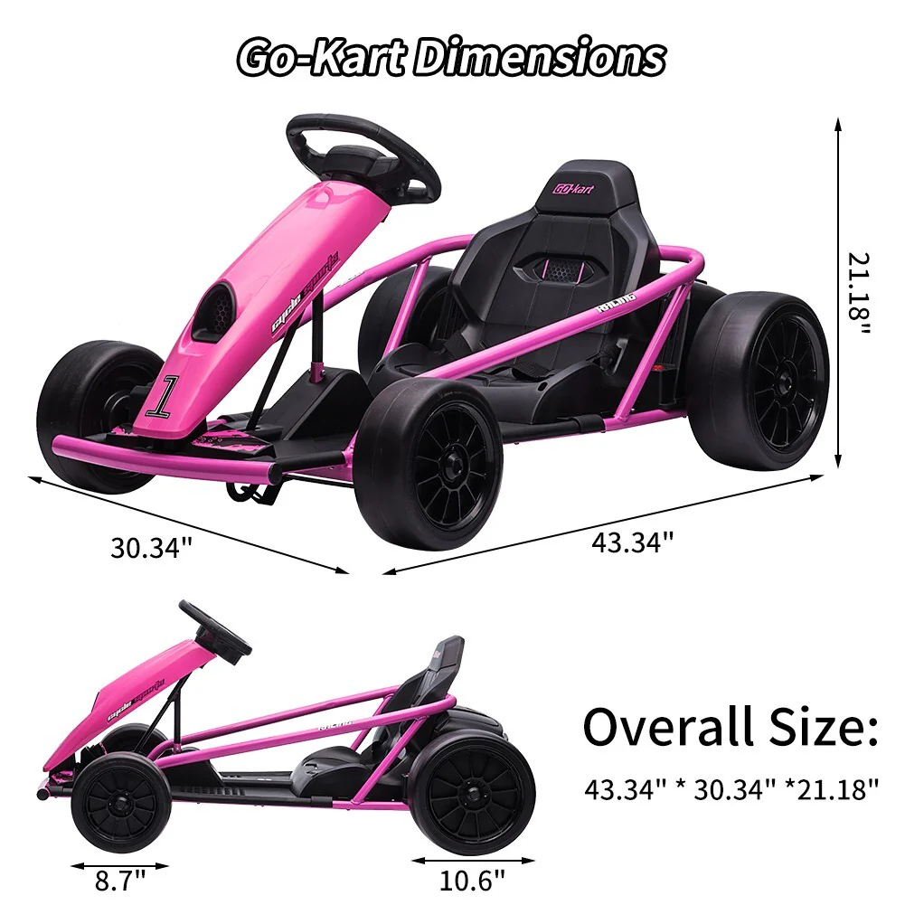 24V Go Kart for Kids 8MPH High-Speed Drifting Racing Ride-On Car Toy - Image 3