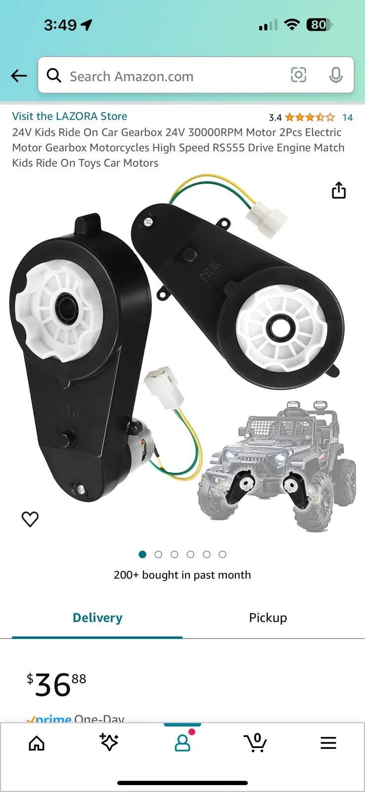 24V High Torque Gearbox with 30000RPM Motor for Powered Wheels - Image 4