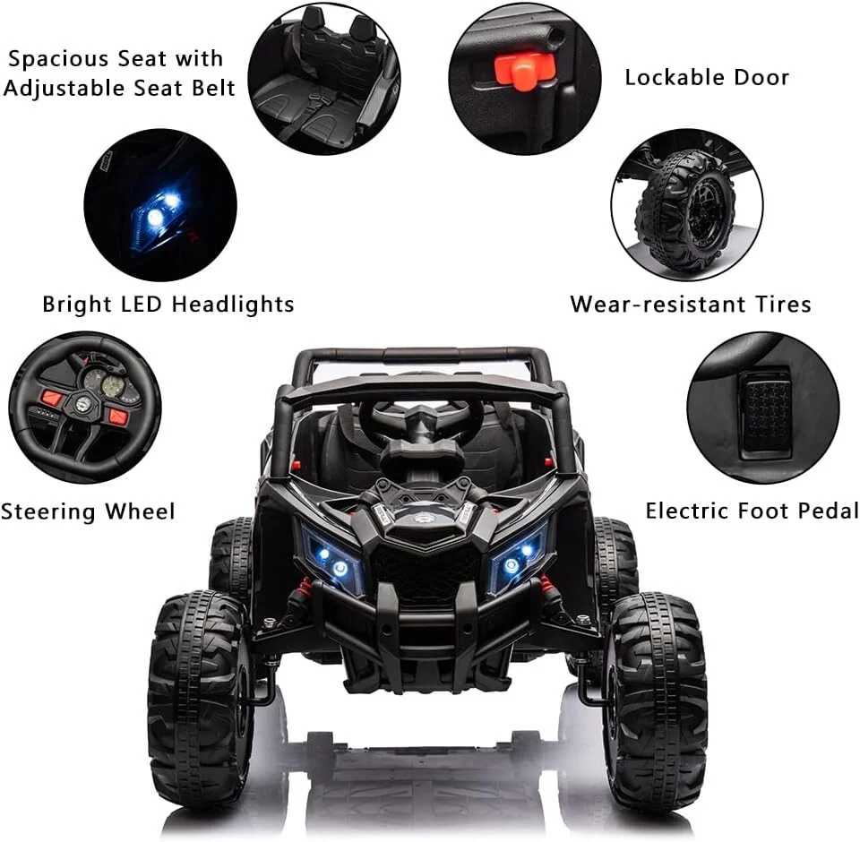 24V Electric Kids Ride-On Off-Road UTV Truck with 200W Motors and Remote Control Black - Image 6