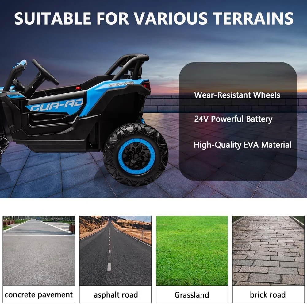 24V Electric Kids Ride-On Off-Road UTV Truck with 200W Motors and Remote Control Blue - Image 4