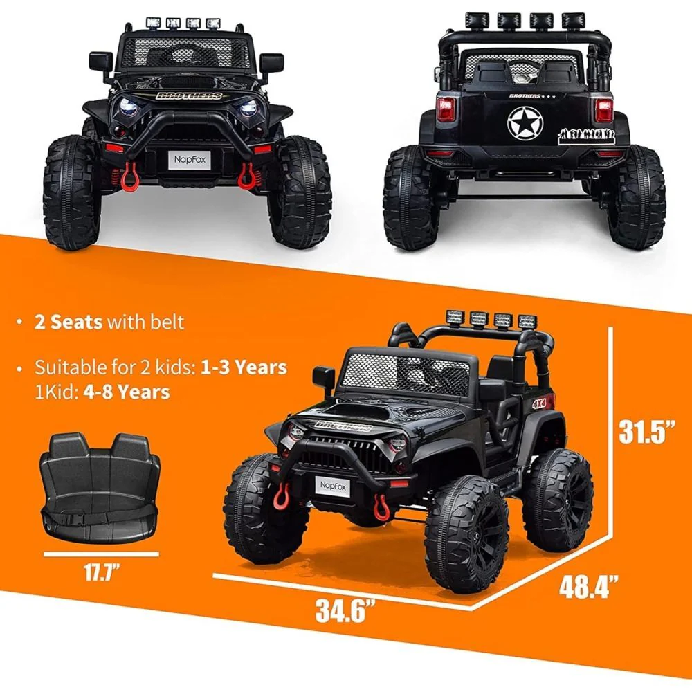 24V Kids 2-Seater Ride-On Truck with Remote Control, 9Ah Battery, 3 Speeds, Spring Suspension - Image 3