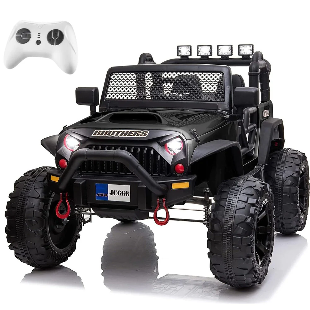 24V Kids Ride-On Truck with Remote Control, 3 Speeds, 2-Seater, 9Ah Battery, and Spring Suspension