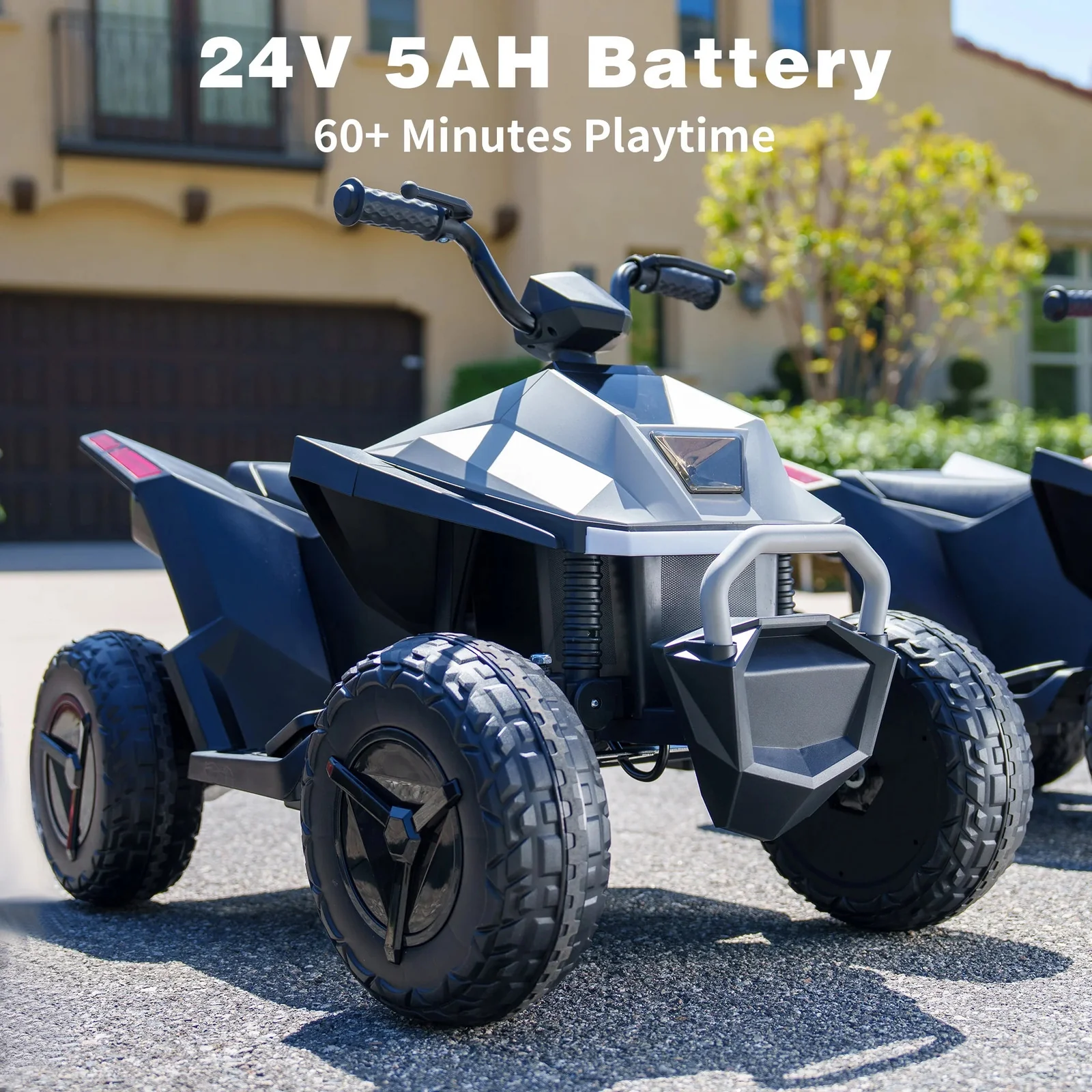 24V Kids 4-Wheeler Ride-On ATV Toy Car with 2 Seats and LED Headlights for Big Kids