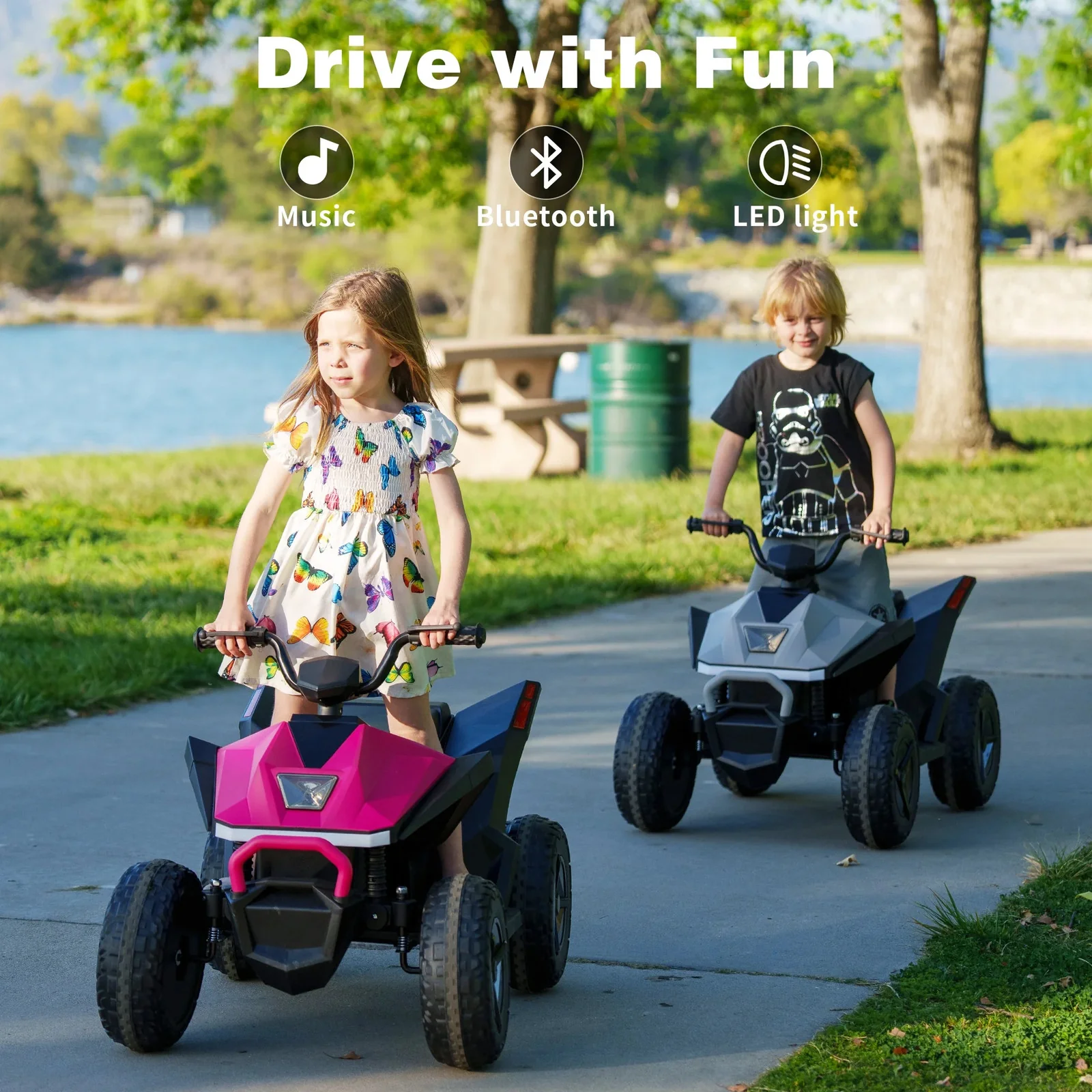 24V Kids 4-Wheeler Ride-On ATV Toy Car with 2 Seats and LED Headlights for Big Kids - Image 6