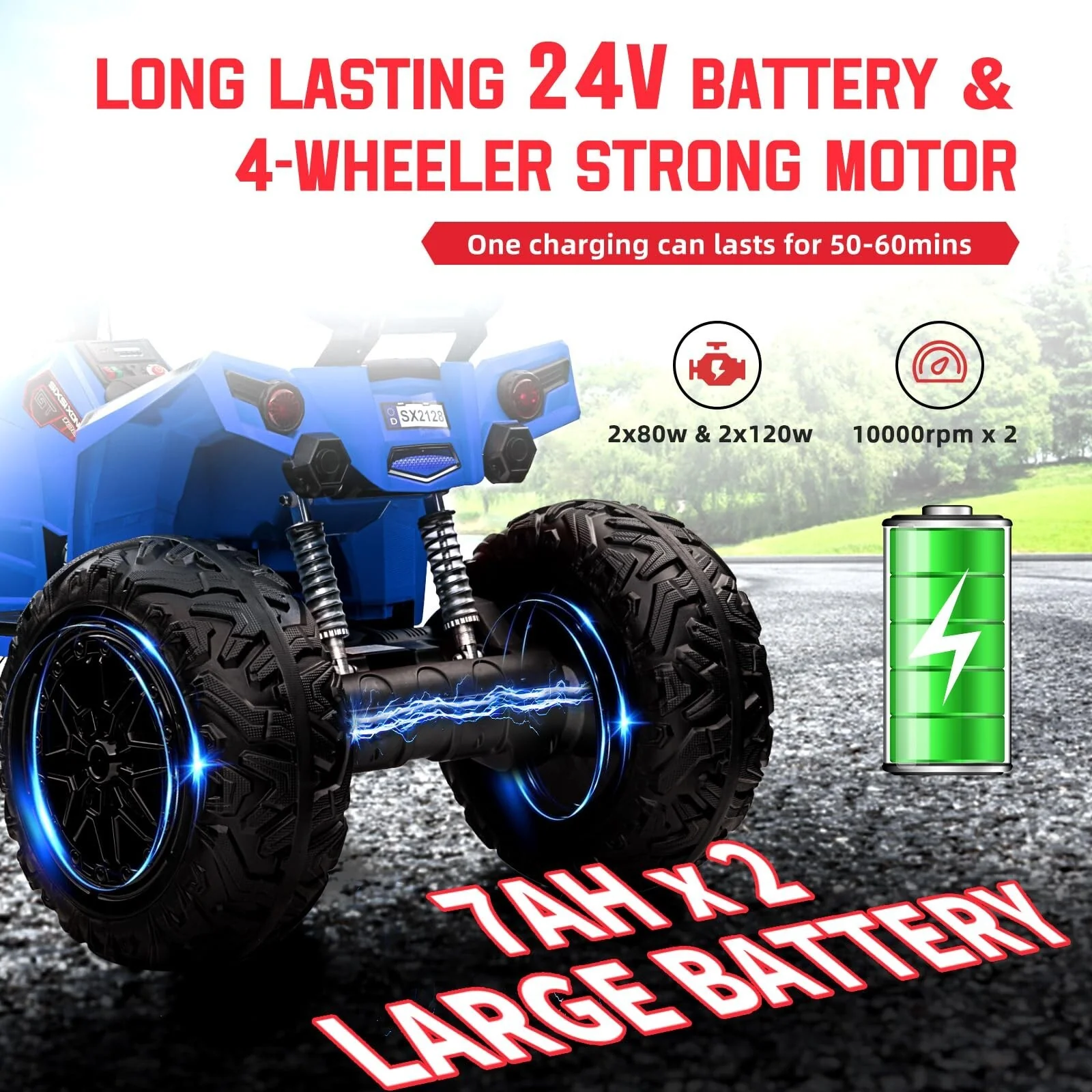 24V Kids 4WD ATV Quad with 320W Motor, 14AH Battery, EVA Tires, Metal Suspension, LED Lights, and Bluetooth Music - Image 40