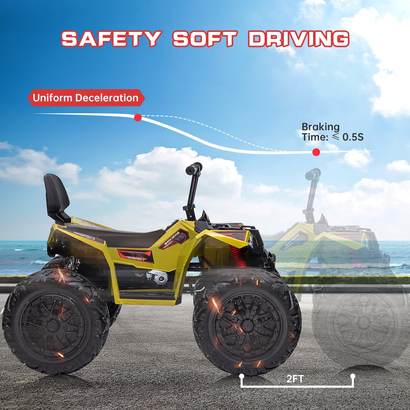 24V Kids 4WD Electric Ride-On ATV with EVA Tires and Accelerator Handle - Image 4
