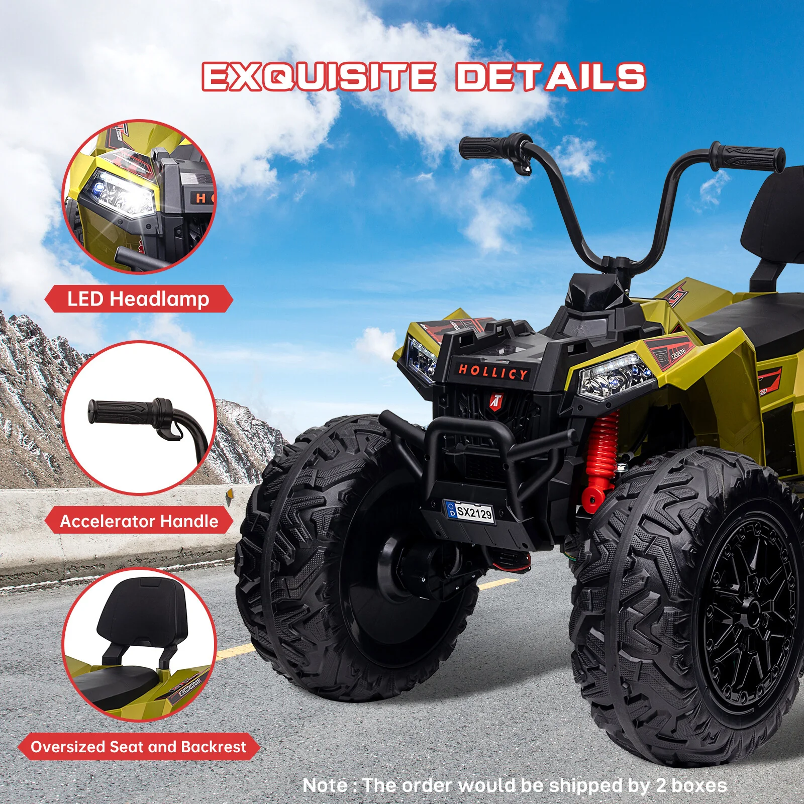 24V Kids 4WD Electric Ride-On ATV with EVA Tires and Accelerator Handle - Image 8