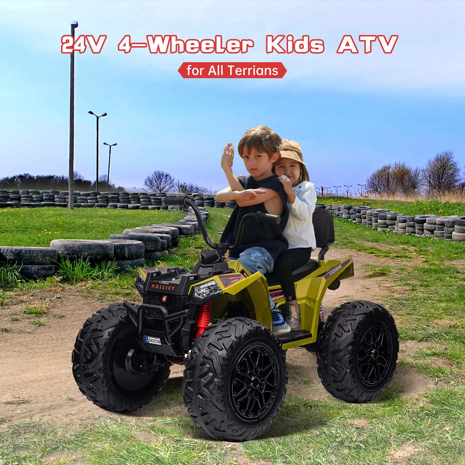 24V Kids 4WD Electric Ride-On ATV with EVA Tires and Accelerator Handle - Image 9