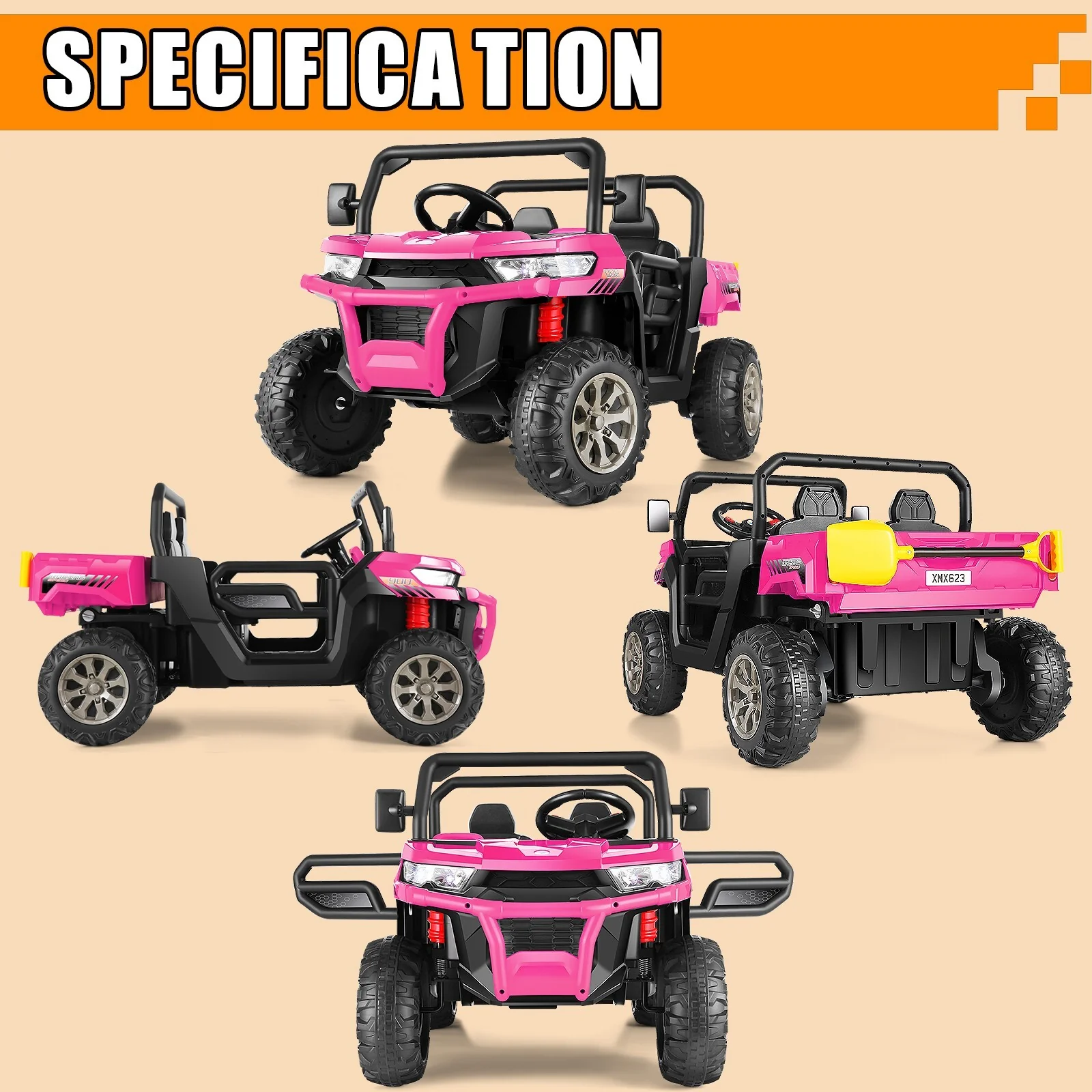 24V Battery-Powered Kids Electric Ride-On Toy with Parent Remote Control and 2 Seats - Image 10
