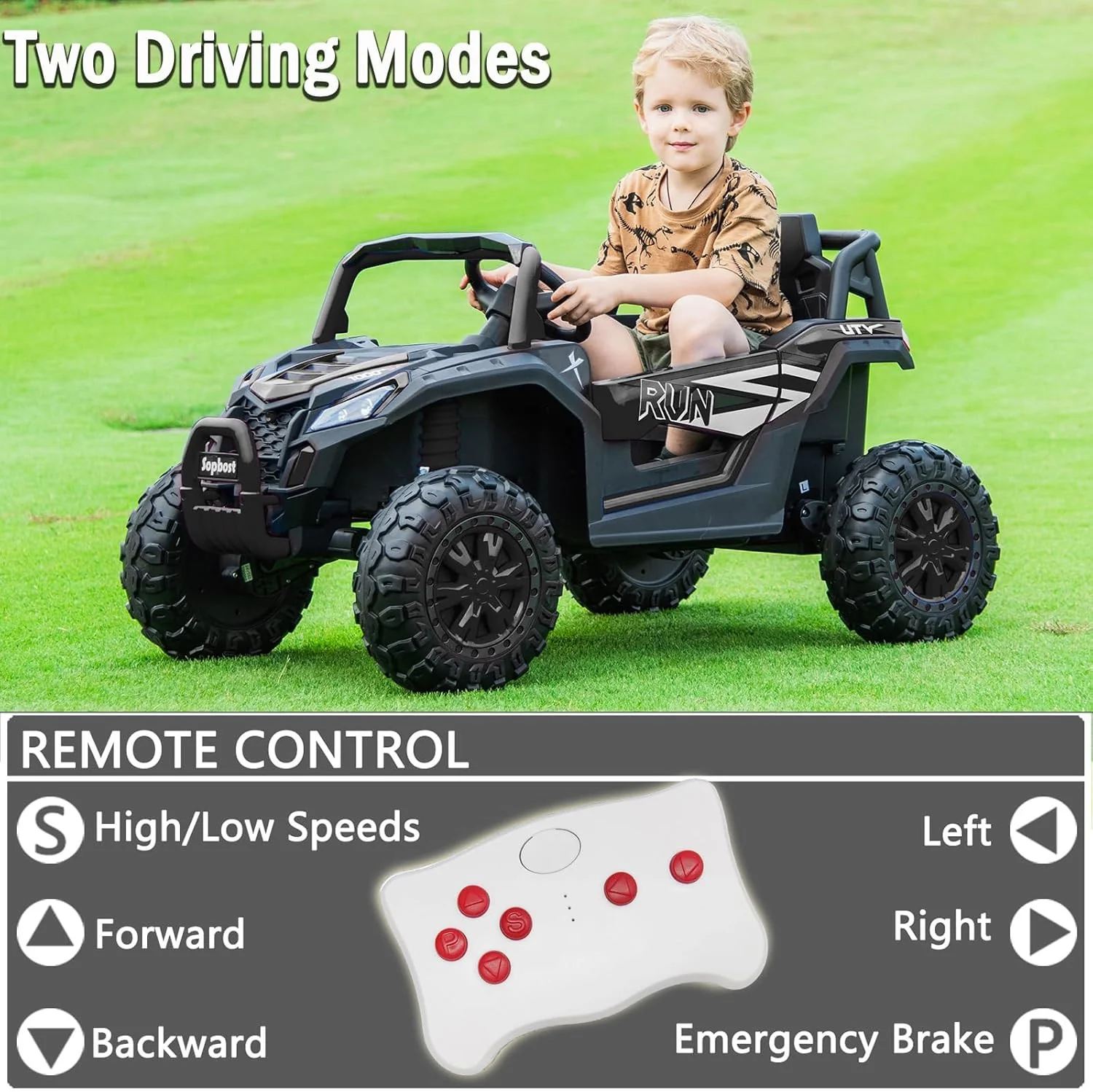 24V Kids Electric Side-by-Side UTV Ride-On Toy with Remote Control - Image 2