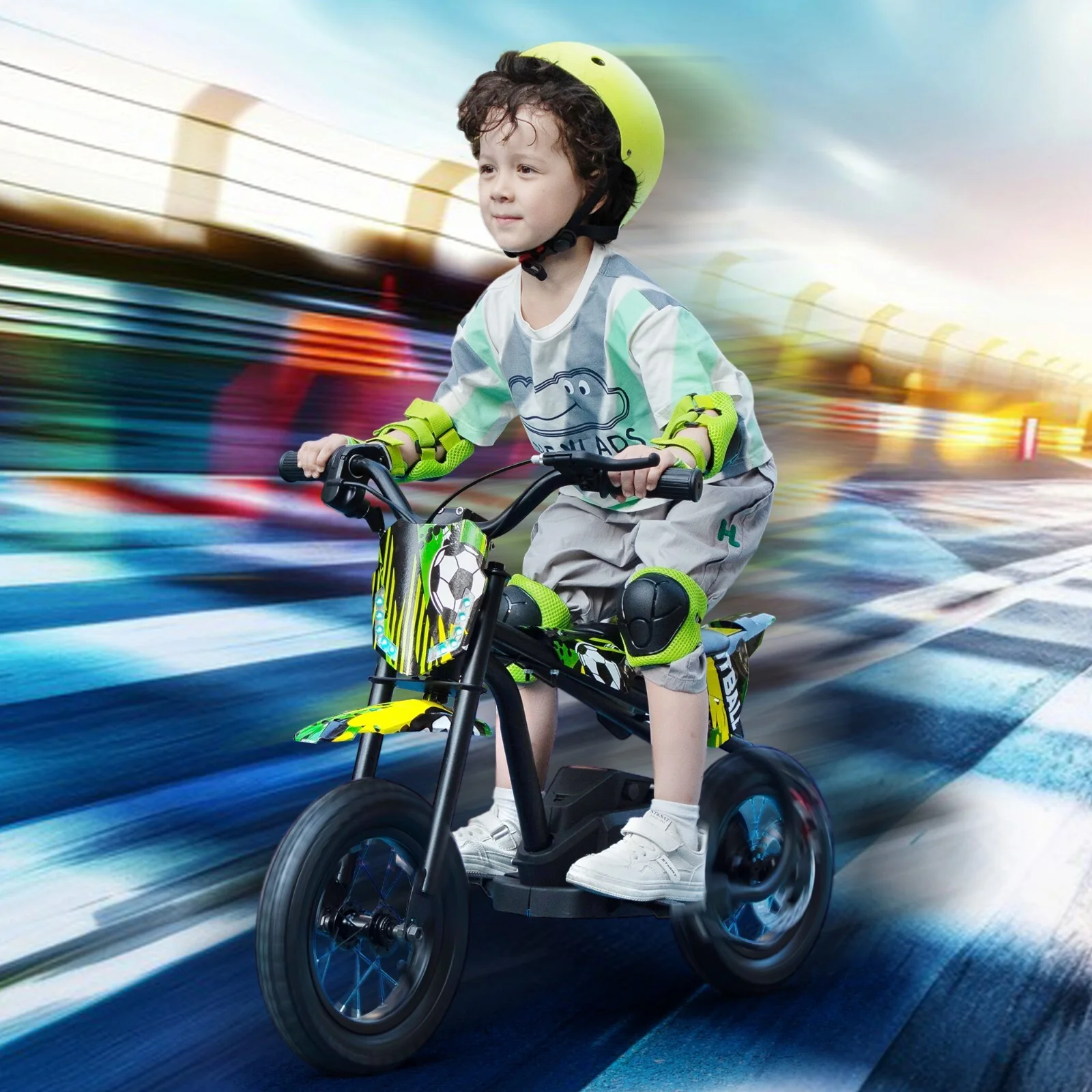 24V Kids Electric Dirt Bike Battery-Powered Ride-On Motorcycle with LED Lights